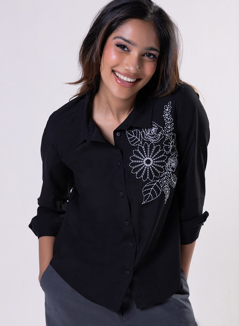 Floral Embroidered Shirt Top